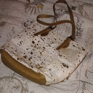 Myra Bag Speckled White and Tan Shoulder Bag